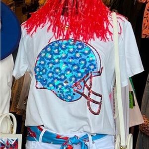 LIGHT BLUE & RED FLOWER HELMET TEE
